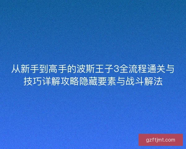 从新手到高手的波斯王子3全流程通关与技巧详解攻略隐藏要素与战斗解法