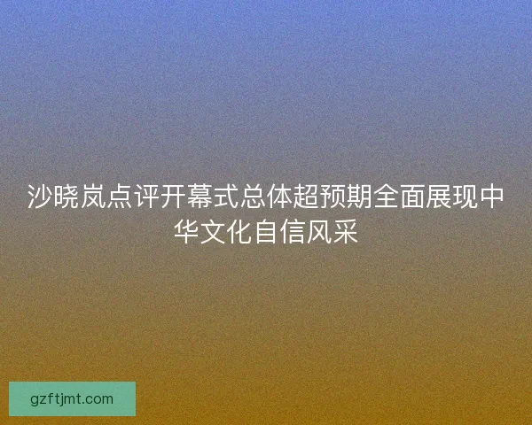 沙晓岚点评开幕式总体超预期全面展现中华文化自信风采 沙晓岚点评开幕式总体超预期全面展现中华文化自信风采